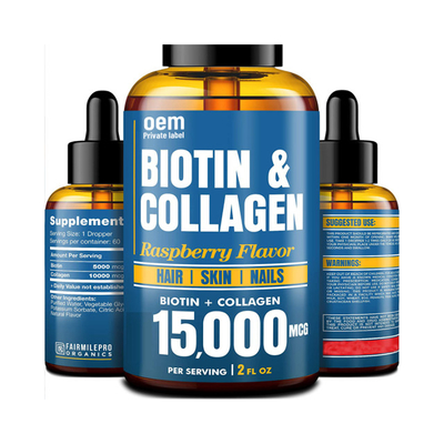 OEM Collagen dạng lỏng Biotin dạng uống để tăng trưởng tóc và sức khỏe làn da Giảm Collagen dạng lỏng và Biotin