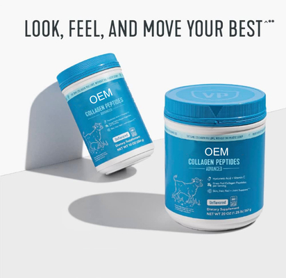 OEM Cung cấp Bột Collagen Peptide với Axit Hyaluronic và Vitamin C Không có hương vị 20 oz 10 oz
