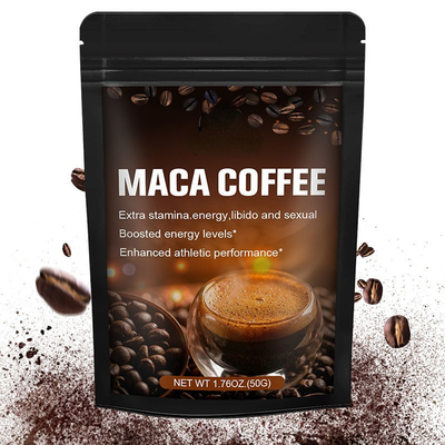 Nhãn hiệu riêng OEM 50g Bột chiết xuất từ ​​​​rễ Maca hữu cơ Cà phê Maca năng lượng cho nam giới