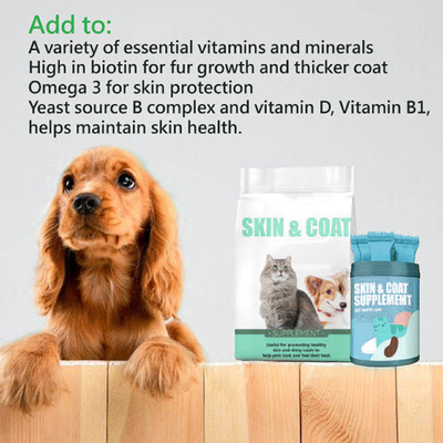 Pet Health OEM Thực phẩm bổ sung dinh dưỡng Chăm sóc sâu Tóc bóng rùa Bột trứng cá Collagen Biotin
