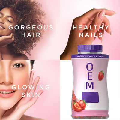 Sắt tóc Dâu tây Vitamin Gummies Custom Private Label